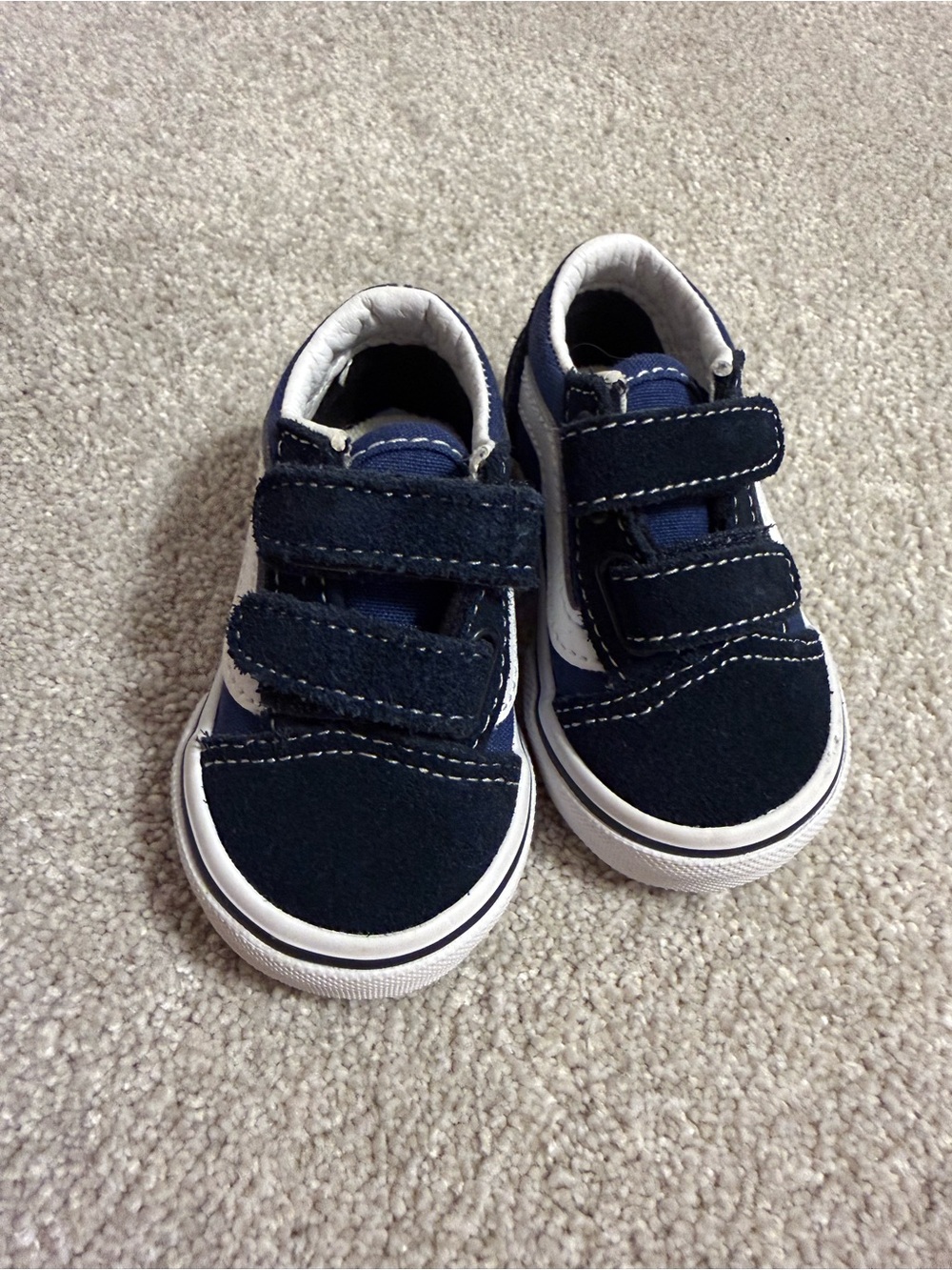 Vans Kids Navy and White Velcro Skate Sneakers